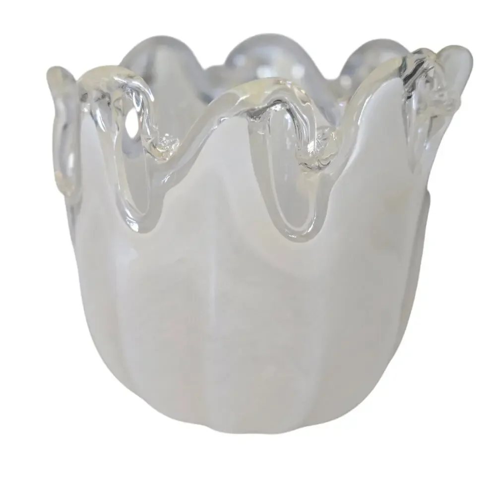 Murano White Crystal Italian‎ Vase Hand Made in Italy